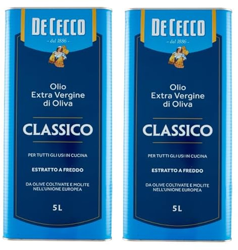 2er-Pack De Cecco Classico Olio Extra Vergine di Oliva,Natives Olivenöl Extra,Ideal für alle Anwendungen in der Küche,5Lt Dose