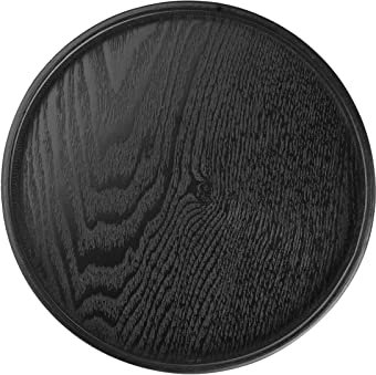 Solid Wood Round Tray for Serving Tea Coffee Snack Food, Modern and Elegant, Raised Edges for Easy Holding, Easy to, Ideal for Home, Restaurant, Cafes (21cm)