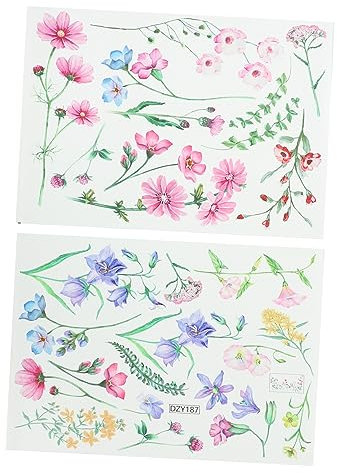 BESTonZON 4 Pcs Stickers Muraux Végétaux Fleur Papier Peint Décor Papier Peint Floral Végétal Autocollants De Dessin Animé Style Frais Autocollant Mural Mur Fond Autocollant