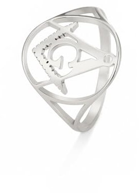 Freimaurer Ring für Männer Freimaurer Symbole Freimaurer Reiter Ringe Freimaurer Mitgliedschaft Meister Siegel Freimaurer Prime Geschenke Vintage religiöse Amulett Punk Hip Hop Frauen (silber, 10)