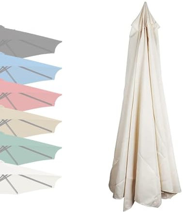 Rechange Toile De Parasol De Jardin (2.7m/3.0m) Toile de Parasol deporté 6 Baleines/8 Baleines, pour Un Parasol Déporté(White,2.7m/6-ribs)