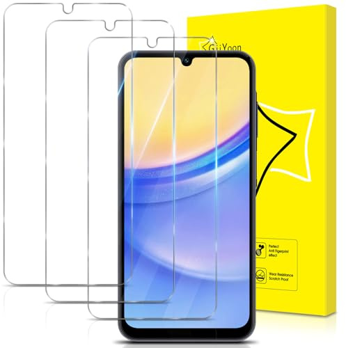 GiiYoon-3 Piezas Protector de Pantalla para Samsung Galaxy A15 5G/4G Cristal Templado,[Sin Burbujas] [Cobertura Completa] [9H Dureza] Vidrio Templado HD Protector Pantalla para Samsung Galaxy A15