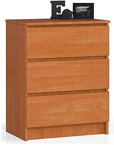 Home Collective Kommode in Erle mit 3 geräumigen Schubladen, 60 cm breit, 77 cm hoch Kommode Schlafzimmer Flur Wohnzimmer Organizer mit Schubladen Holz Highboard Sideboard Schrank