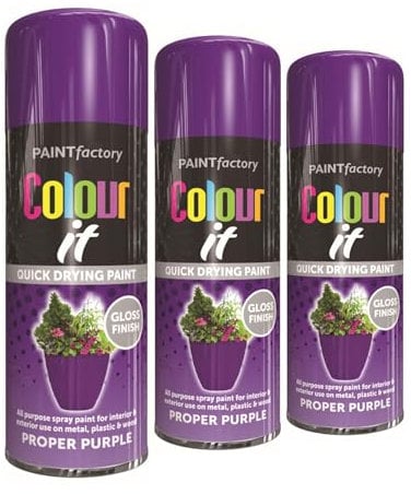 RAPIDE PF COLOUR IT Spray Paint Gloss Proper Purple 250ml | Paint Factory Colour It Spray Paint | Quick Drying Gloss Finish for Metal, Plastic, and Wood | Interior & Exterior Use (3)
