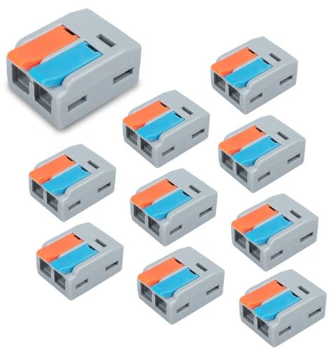 Innfeeltech 10 piezas de conexión Ternimal, abrazadera de conexión de 2 puertos, en paralelo, con palanca, conectores de cable con abrazadera de conductores de 0,2-4 mm² Para proyectos de bricolaje