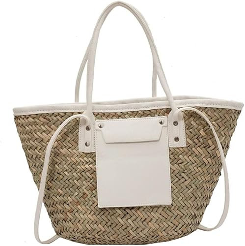Borse estive Fatte a Mano da Donna Borse di Paglia di Grande capacità Borse a Mano con Cestino Intrecciato Borse a Mano da Spiaggia,3