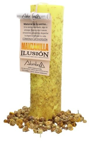 ROCKING GIFTS Handgefertigte Kerze mit Kamille, beruhigendes Aroma und beruhigende Eigenschaften, ideal für Meditation, Aromatherapie und Raumduft, natürlicher und langlebiger Duft, 200 g