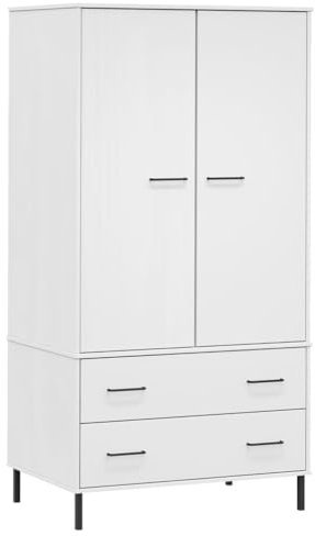 Hommdiy Kleiderschrank Massivholz,Schlafzimmer kleiderschrank,Oslo,Weiß 90x55x172,5 cm