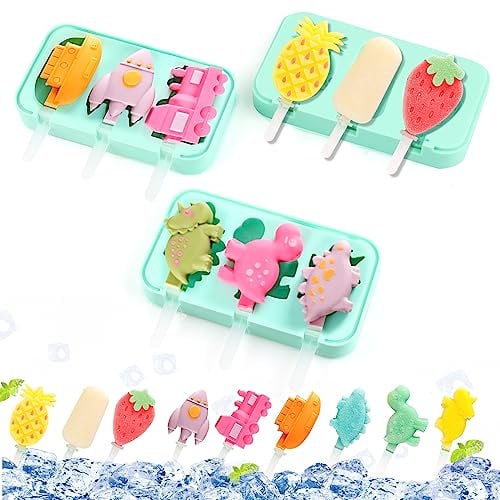 Moule à glace, Lot de 3 moules à Glace en Silicone sans BPA pour les enfants et les adultes, DIY Moule Glace à l'eau Réutilisables pour la Crème Glacée