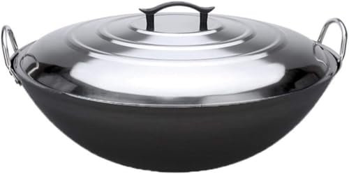 YXUANYZNB Cast Iron Wok Pan, Large Iron Pan Extra Large Pot, Old-Fashioned Thick Cast Iron Pan, Canteen Cooking Cooked Iron Pan,Household Cookingpot，43CM