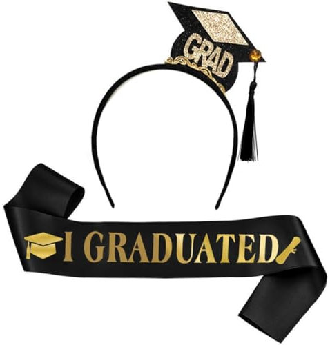 CIMAXIC Abschluss-schultergurt Und Stirnband-set Satinschärpe Für Absolventen Party-dekoration Für Abschlussfeier