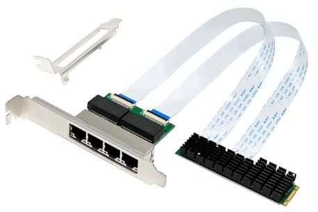 Goufride Tarjeta de red Gigabit NIC M.2 B+M Key 4 puertos Gigabit Industrial Ethernet NIC Ethernet LAN adaptador para PC
