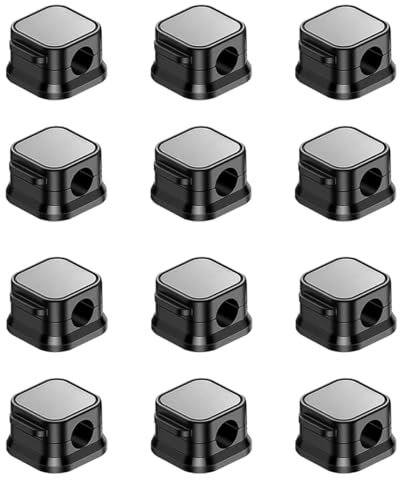Honeyes-12 Stück Magnetische Kabelhalter – Verstellbare & Selbstklebende Kabelclips für Schreibtisch/Nachttisch, Starke Haftung – Organisiert Ladekabel, HDMI, USB, Audiokabel