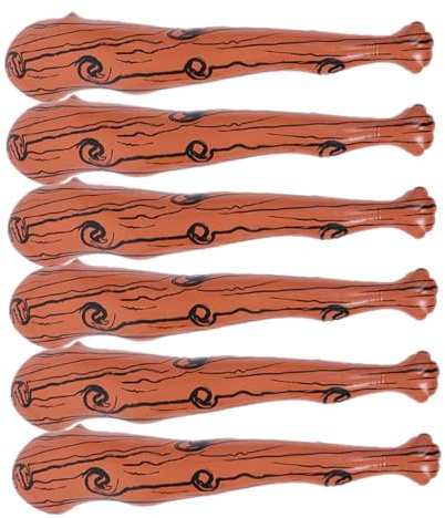 Mazza da Baseball Gonfiabile in Pvc 6 Pezzi, Effetto Venatura | Stile Realistico, Accessori per Festa a Tema e Decorazione, Pratico e Leggero, Confezione da 6