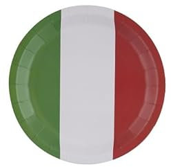 LP Divertissements Lot de 6 - Lot de 8 assiettes en carton vert blanc rouge italie 22cm