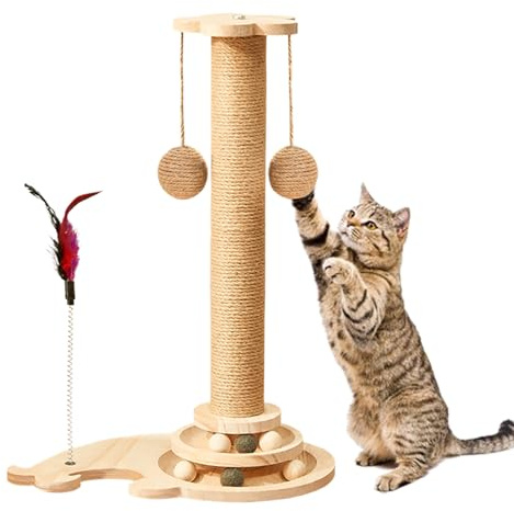 Interaktiver Katzenkratzbaum, 4-in-1 Indoor-Kätzchen-Spielzeugständer, 50 x 37 x 10 cm, multifunktionaler Aktivitäts-Teaser, stabile Übungsstation für Kätzchen und verspielte Haustiere