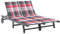 LAPOOH 2-Personen-Sonnenliege mit Auflage, Gartenliege, Liegestuhl, Sonnenstuhl, Sonneninsel Outdoor, Gartenmöbel, Loungemöbel,Relaxliege,Grau Akazie Massivholz