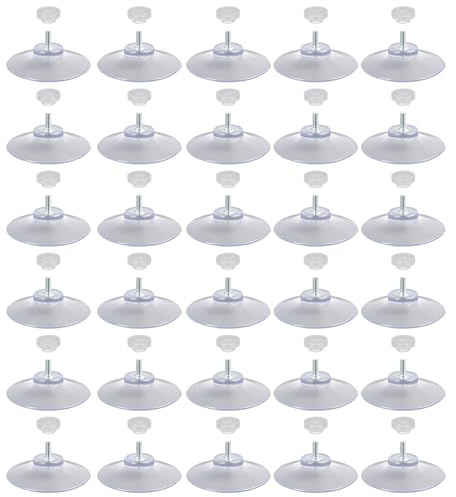 30 Stück Saugnäpfe mit Gewinde, Ø5 cm transparente Saugknöpfe mit Rändelmutter für Fenster, Auto, Camping, Badezimmer, Wiederverwendbare Saugnäpfe für Sonnenschutz, Lichterkette, Küche und mehr