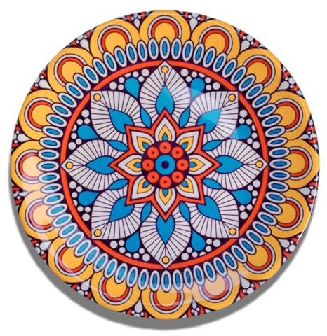 Dayaos Ethnic-Style Restaurant Wall Decor Hanging Plates Turkish-Style Painted Ceramic Ornaments Living Room Decorative Art Plates(6 inches/15)