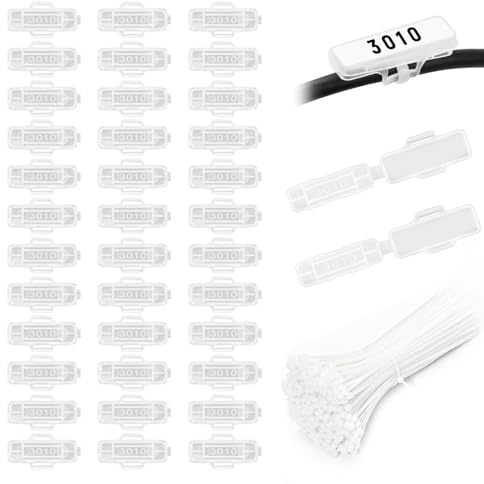Kabelbeschriftung Clip,100Stk Transparent Kabeletiketten Erkennungsbox,Wiederverwendbaren Kabeletiketten Transparenter,Wasserfest mit Kabelbinder für Sortierung von Kabeln Aller Art