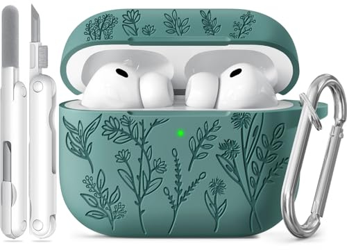 Joremx Custodia Per AirPods Pro 3 con adorabile motivo d'erba(Verde Pino)