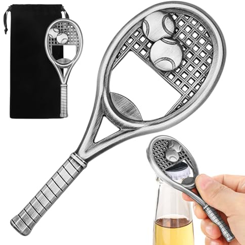 MR.BARWARE Tennisschläger Bier Flaschenöffner, Tennis Geschenk, Geschenke für Tennisspieler Männer Frauen, Vatertagsgeschenk Weihnachtsgeschenke Geburtstagsgeschenk für Papa Opa Vater, Silber