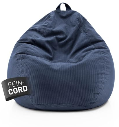 Lumaland Comfort Line Sitzsack Feincord XL - 250 L | bequemer Sofa Sessel Cord – ideal zum Pouf | EPS Perlen Bean Bag mit Füllung | Indoor Sitzsessel - waschbar | Liegesack für Erwachsene & Teenager