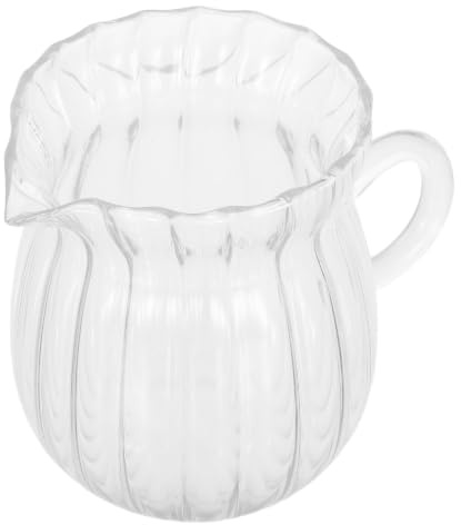 Jarra de Cristal para Leche y Espresso, 370ml, Microondas | Diseño Elegante, Uso Versátil en Cocina y Oficina, Fácil Limpieza, Pequeña y Transparente