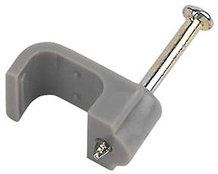 Merriway BH04896 (50 Pcs) Flat Cable Clip for Twin & Earth, Grey 1.5mm - Pack of 50 Pieces