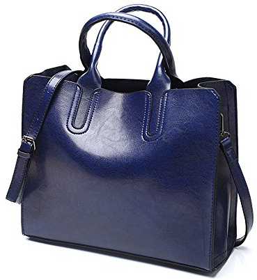 DEERWORD Damen Umhängetasche Taschen Frauen Elegant Tasche Italien Vintage PU-Leder 5502 1-teilig set Blau