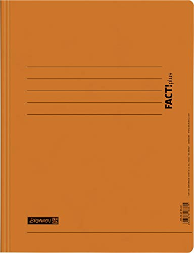 Baier & Schneider Brunnen 102010540, Spiralhefter für A4, Hochwertiger Pressspankarton 375 g/m², 0, 4 mm dick, Fact!Plus, 25 Stück orange