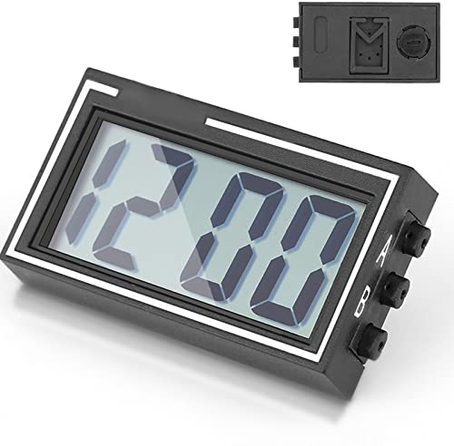 Zerone Kleine Digitale Auto-Armaturenbrett-Uhr für Autos, LCD-Bildschirm, Zeit- und Datumsanzeige, zum Aufkleben, Digitale Uhr mit Halterung