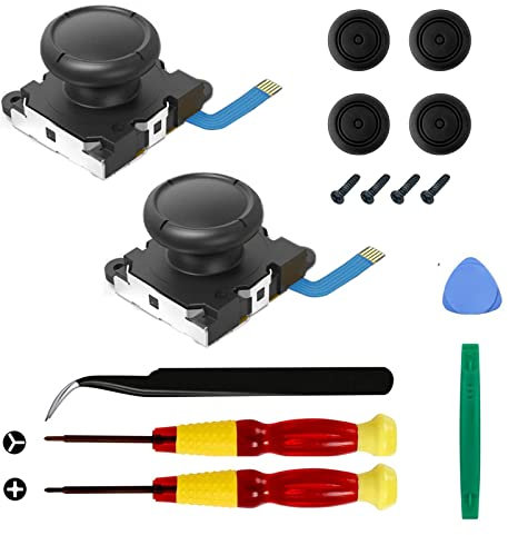 2-Pack Replacement Joystick Analog Thumb Stick Repair Kit for Nintendo Switch/Switch OLED Model/Switch Lite Joy-Con Controller - Drift Fix Tools Y1.5 / +1.5 Screwdriver/Pry Tools