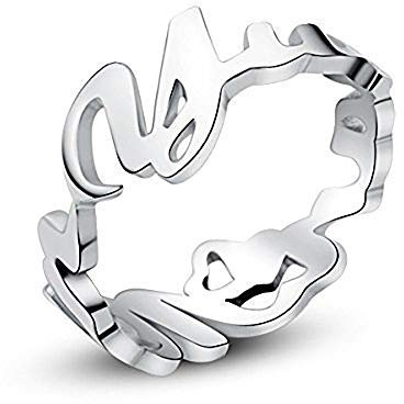 JoelleJewelryDesign Ring mit Namen Personalisierte Namensring - mit 750er Rosévergoldung