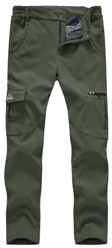 Gopune Pantaloni da Sci da Neve Impermeabili Softshell Snowboard da Donna Outdoor Trekking Foderato in Pile (Verde Militare, S)