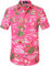 SSLR Chemise Hawaïenne Homme Flamants Fleurs Casual Manche Courte (Large, Rose)