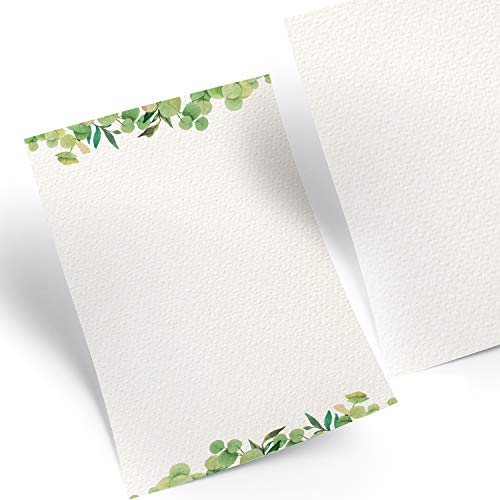 Logbuch-Verlag 25 Blatt Papier weiß grün Eukalyptus Blätter Briefpapier Einladungen Hochzeit Geburtstag A4 Druckerpapier 100g
