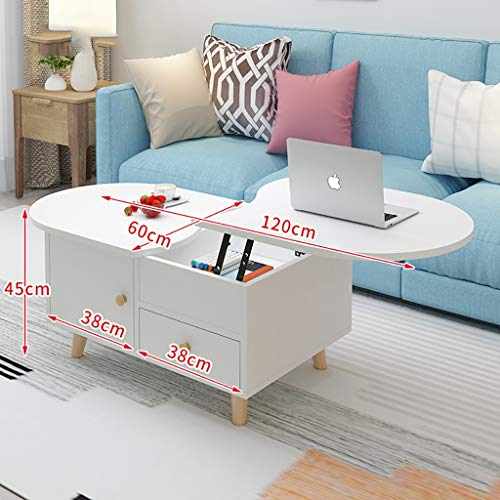 Moderner multifunktionaler Couchtisch für kleine Wohnung, Wohnzimmer, ovaler Couchtisch aus Holz mit Schublade und Tür, kreativer Schrank, Konsolentisch, Sofatisch mit verstecktem Stauraum