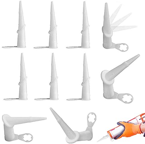 10pcs Silica Angle Nozzle Screw-on Caulking Nozzle 360 Degree Rotation Bent Cone Nozzle Caulking Glue Head Parts,Replacement Silicone Tip Sockets