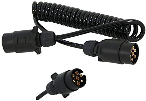 Trailer Board Light Cable Lead 2.5M Curly 7 PIN Extension Socket for Caravan Trailers