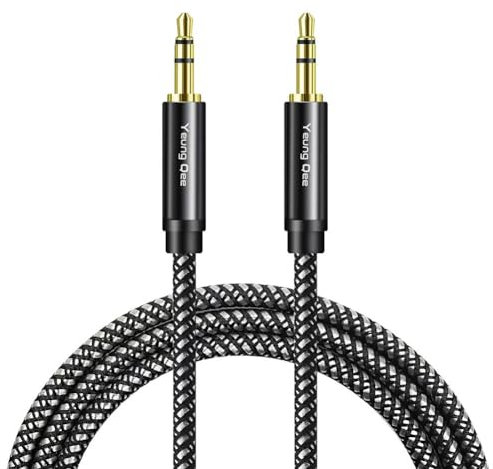 Yeung Qee 3.5mm Aux Cable 5M, Braided 3.5mm Audio Cable Male to Male Stereo Hi-Fi Sound Auxiliary Aux Cord for Headphones, Car,Phone, Tablets, Headset, PC, Laptop and More (5m/15ft)
