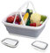 Collapsible Tub with Handle - Portable Outdoor Picnic Basket/Bathroom Bedroom Storage- Space Saving Storage Container (White/Grey, 1)