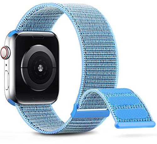 DigiHero Correas deportivas de nailon compatibles con correas de Apple Watch de 38 mm, 40 mm, 41 mm, 42 mm, 44 mm, 45 mm, correa trenzada ajustable transpirable para mujeres y hombres, compatible con