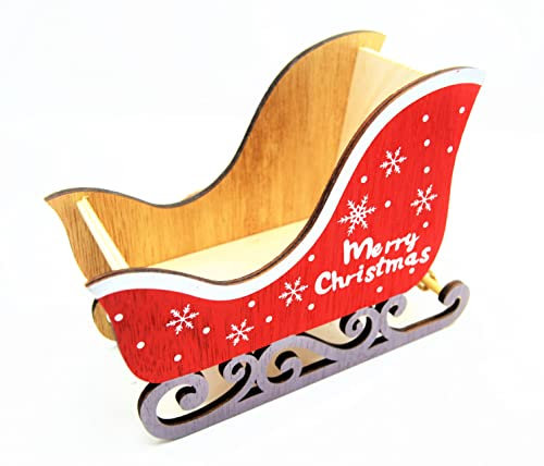 ARUNDEL SERVICES - Slitta di Babbo Natale, per piccoli regali e dolci, decorazione natalizia, 18 cm, 14 cm, 8 cm Realizzata a mano in legno.