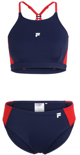 FILA Damen SIDON Bikini-Set, Medieval Blue-True Red, M