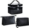 LEcylankEr Kosmetiktasche Damen Set 3 Stück Make Up Tasche Transparent Schminktasche Damen Doppellagige Kosmetiktasche Groß für Reise (Schwarz)
