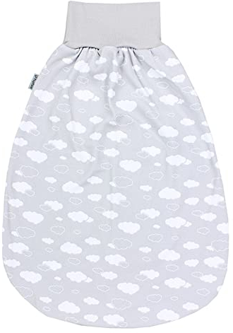 TupTam Baby Strampelsack mit breitem Bund – Unwattierter Schlafsack Baby aus Baumwolle für Frühling & Sommer, Farbe: Wolken Grau, Größe: 0-6 Monate