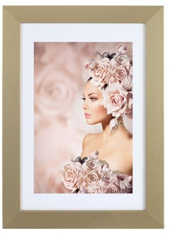 IDEAL TREND Bilderrahmen Holz Rahmen Plexi Acryl Collage Wanddeko Poster quadratisch S215: Farbe: Gold | Format: 50x70