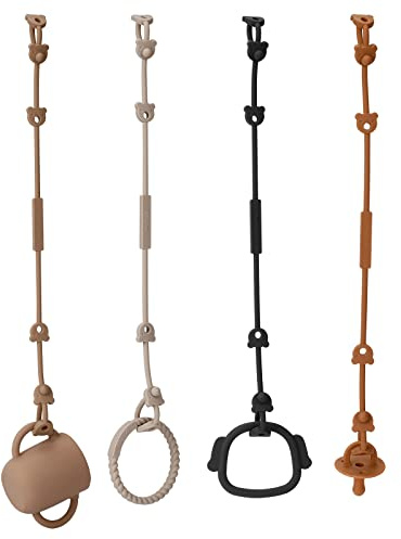 Eoopoon 4 Pack Toy Safety Straps, Stretchable Silicone Pacifier Chains