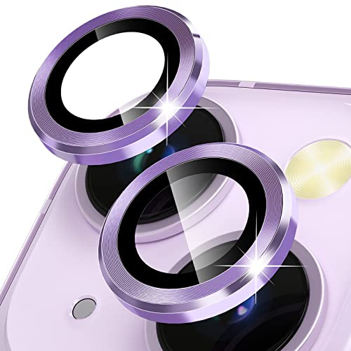 CloudValley Protection Objectif Caméra Arrière pour iPhone 15 6,1''/ iPhone 15 Plus 6,7'' et iPhone 14/14 Plus, Accessoire Verre Trempé Anti-Rayures Ultra Résistant Individuel Film, Violet